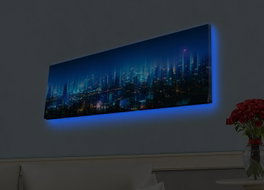 Wallity Cuadro Decorativo en Lienzo Iluminado con LED Multicolor 30 x 90 cm